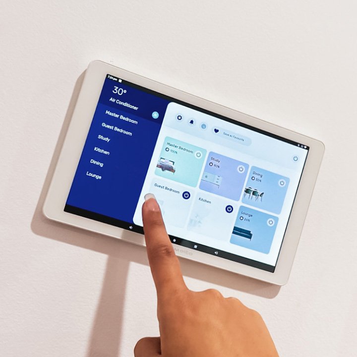 A user interacting with the Platinum Elite air conditioner contoller
